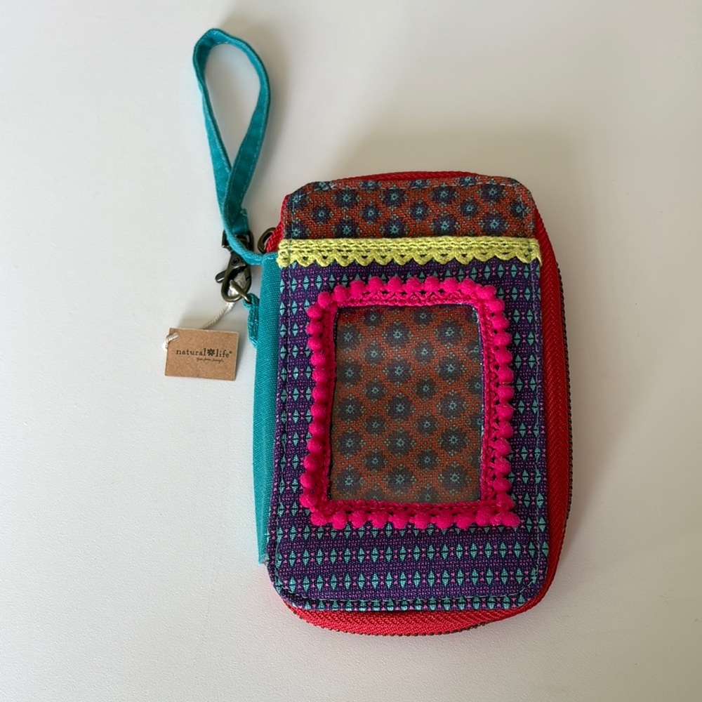 NATURAL LIFE Teal Purple Pink Red Patterned Wristlet Wallet